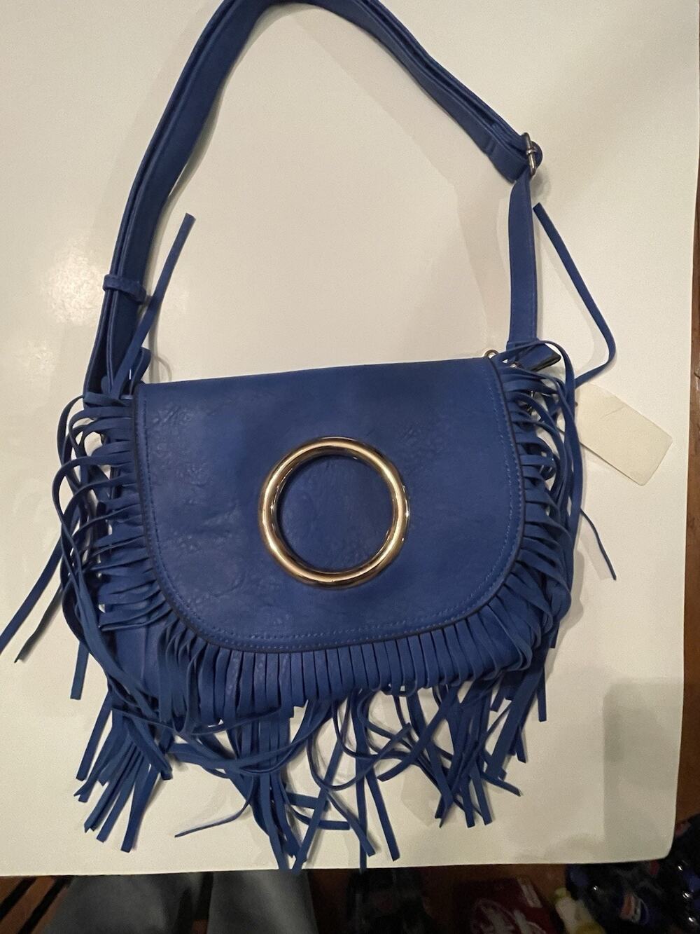 Womens Blue W/ Tassel Western Design Purse